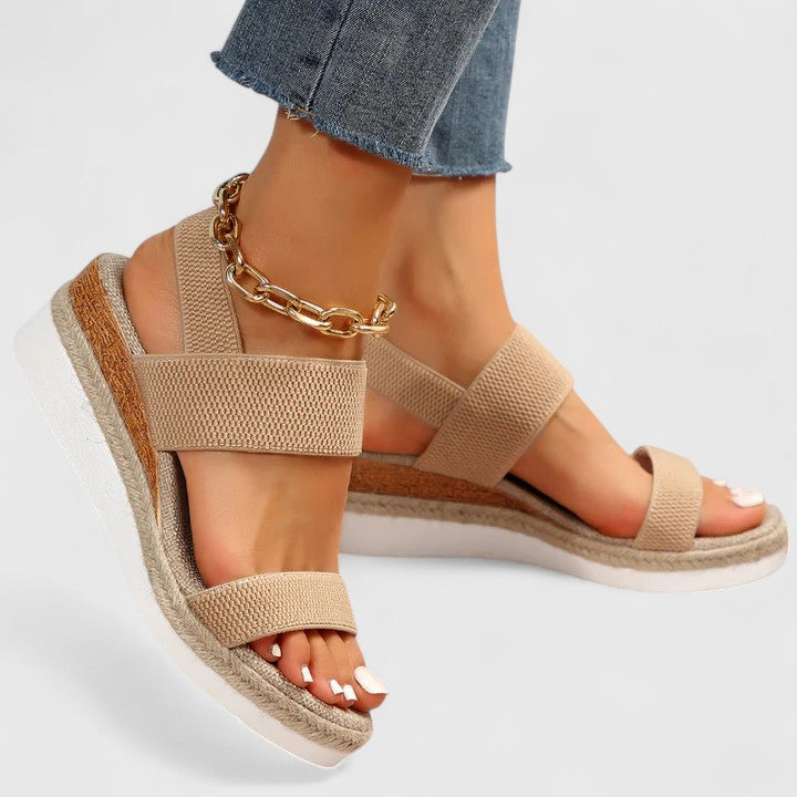 Sandales orthopédiques compensées pour femmes, en mesh, à enfiler, bout ouvert, plateforme, chaussures de marche