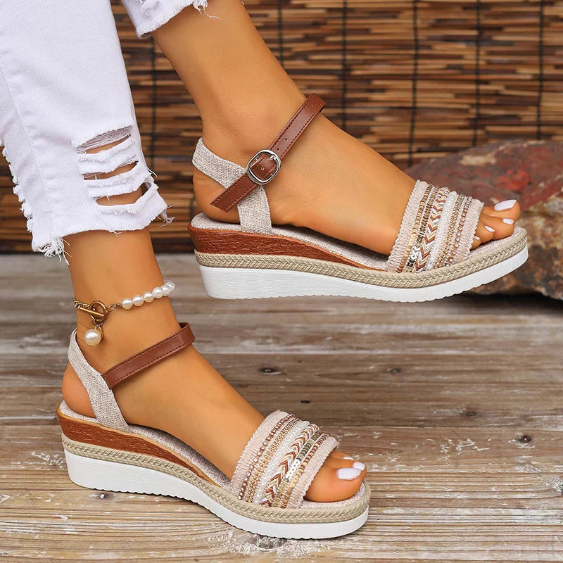 Women's Orthopedic Wedge Sandals Open Toe Ankle Strap Footwear