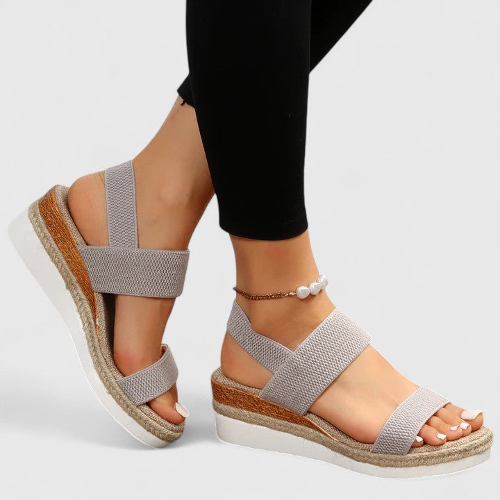 Sandales orthopédiques compensées pour femmes, en mesh, à enfiler, bout ouvert, plateforme, chaussures de marche