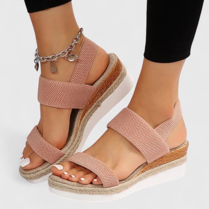 Sandales orthopédiques compensées pour femmes, en mesh, à enfiler, bout ouvert, plateforme, chaussures de marche