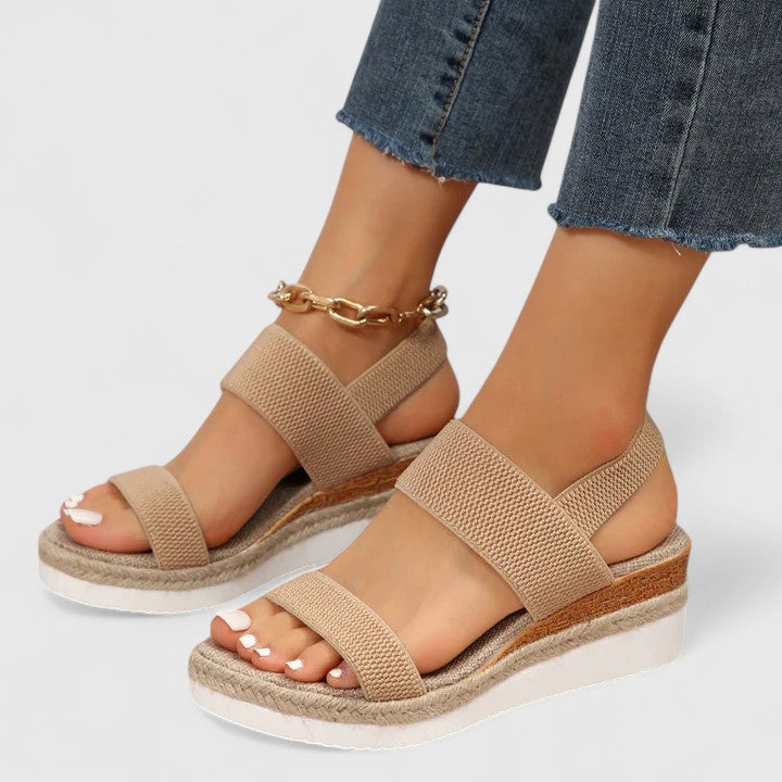 Sandales orthopédiques compensées pour femmes, en mesh, à enfiler, bout ouvert, plateforme, chaussures de marche
