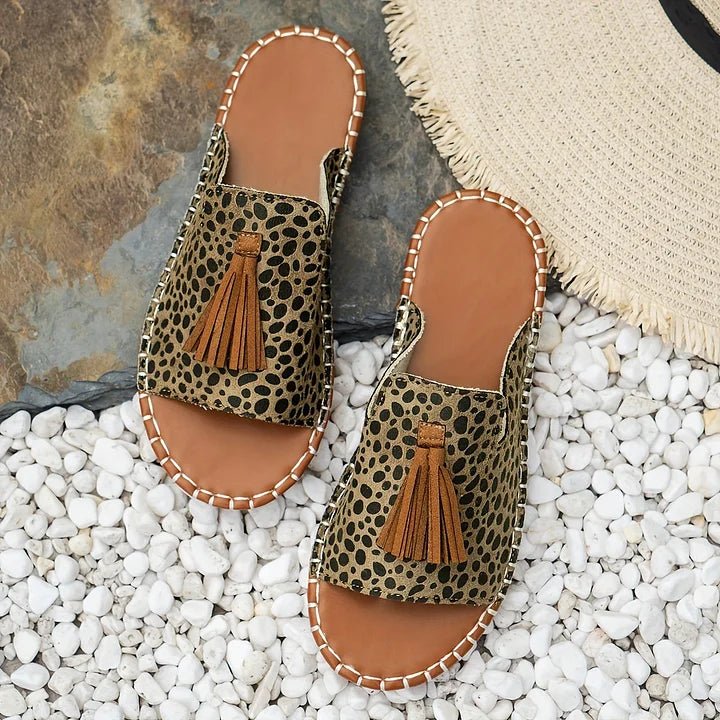 Damesandaler med flad hæl, boheme-stil, kvaster, slip-on mules